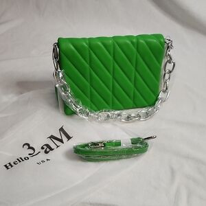 Green Quilted  Chunky Chain Women's Bag